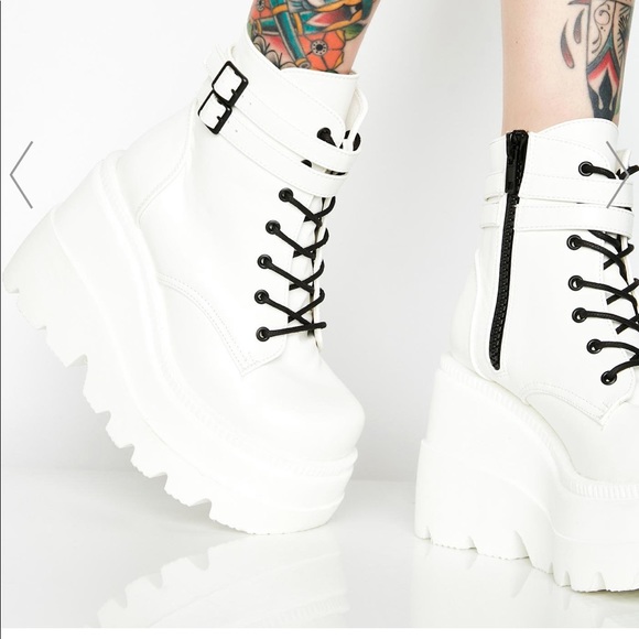white platform rave boots